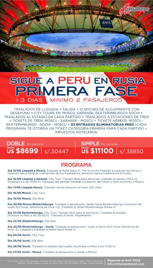 Sigue a Perú en Rusia - Primera Fase